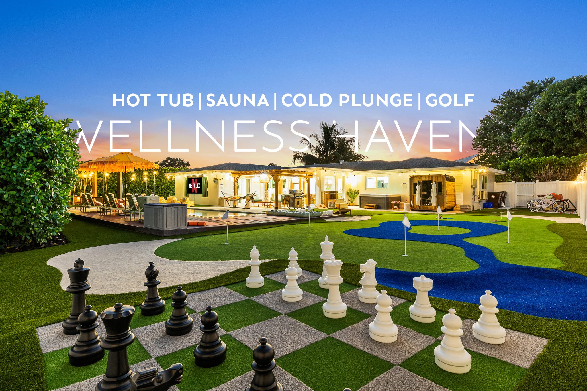 lynx resort — luxury West Palm Beach vacation rental with pool, hot tub, sauna, cold plunge and mini golf