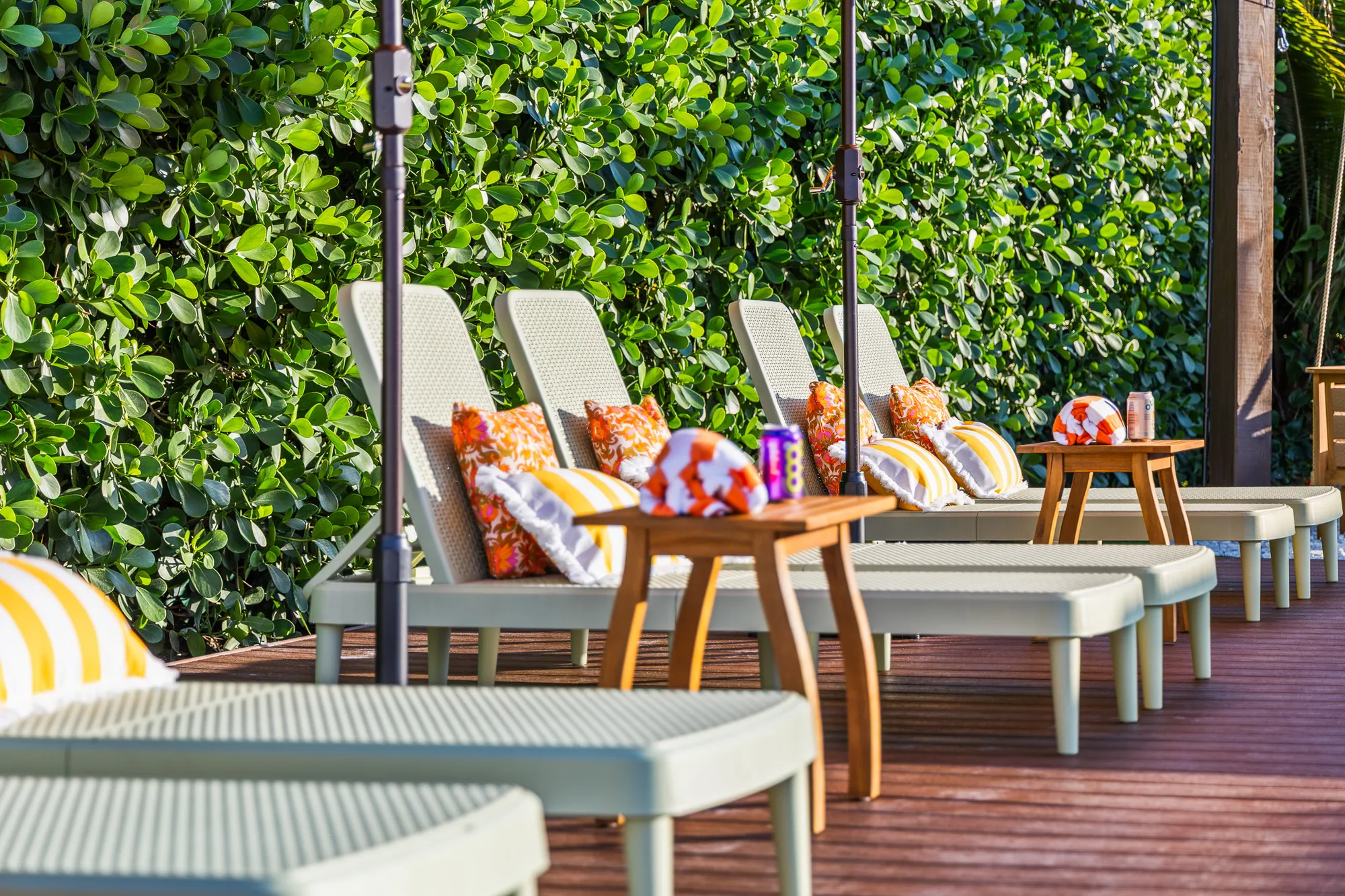 Pool floats and umbrellas
