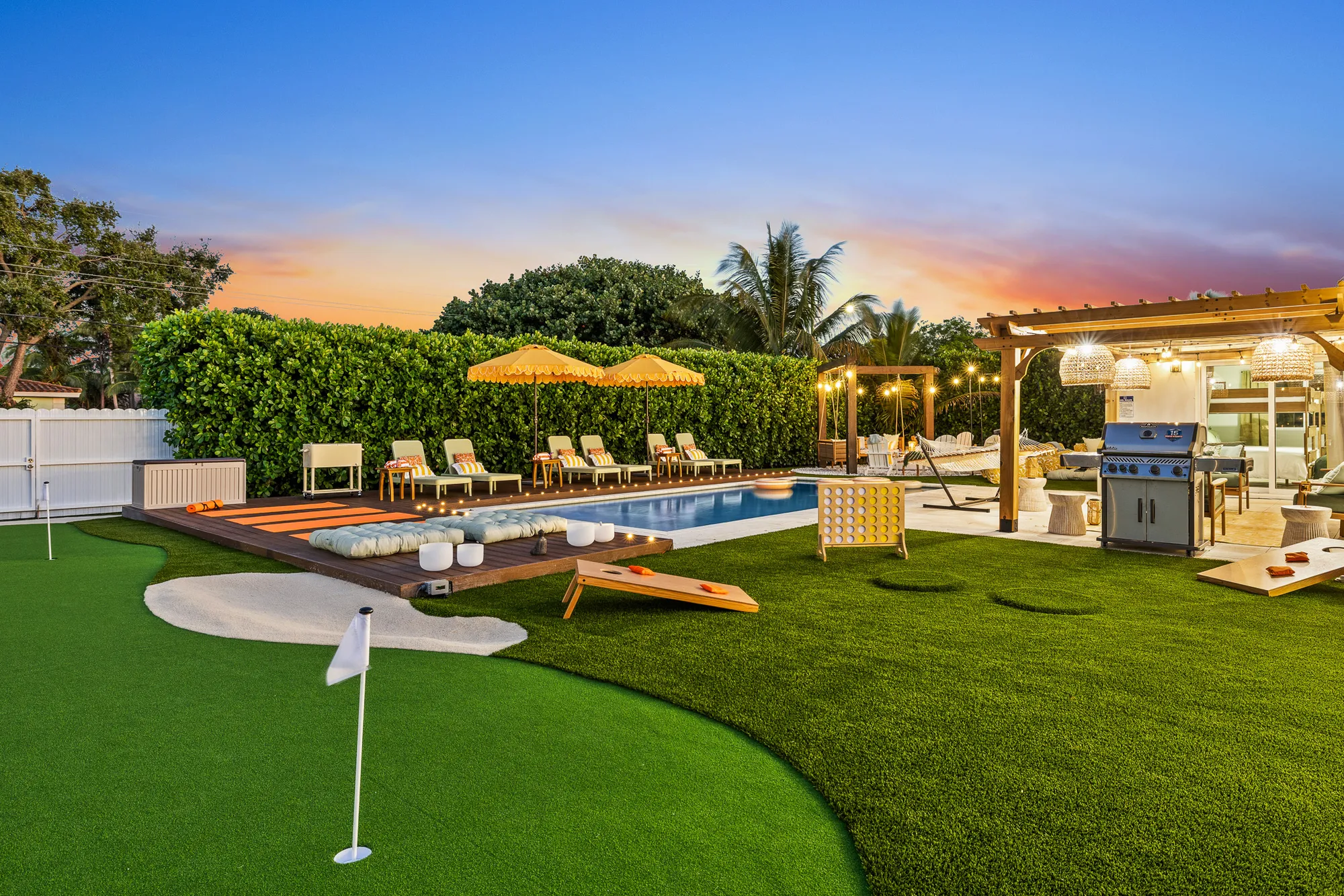 Backyard at sunset